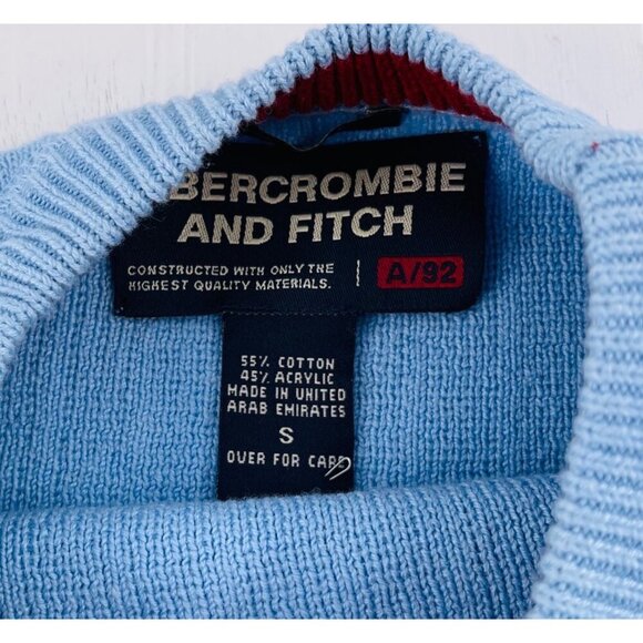 Abercrombie & Fitch Mens Ribbed Knit Crewneck Sweater A/92 Size M Blue Y2k - Picture 3 of 5